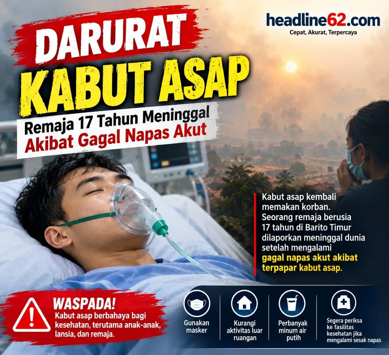 Darurat Kabut Asap, Remaja 17 Tahun di Taniran Barito Timur Meninggal akibat Gagal Napas Akut